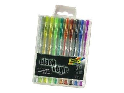 Folia BLACK STYLE - Tintenroller - verschiedene Glitzerfarben - Geltinte (Packung mit 10)