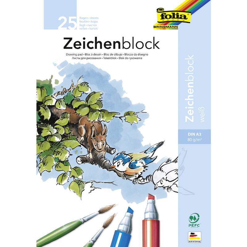 folia Zeichenblock, 80 g/qm, DIN A3, 25 Blatt