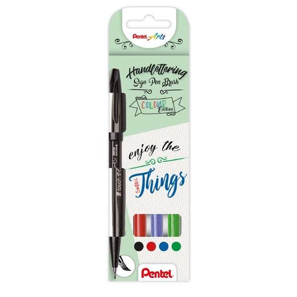 Faserschreiber Brush Pen - 0,2-2,0 mm 4er Pack sortiert.