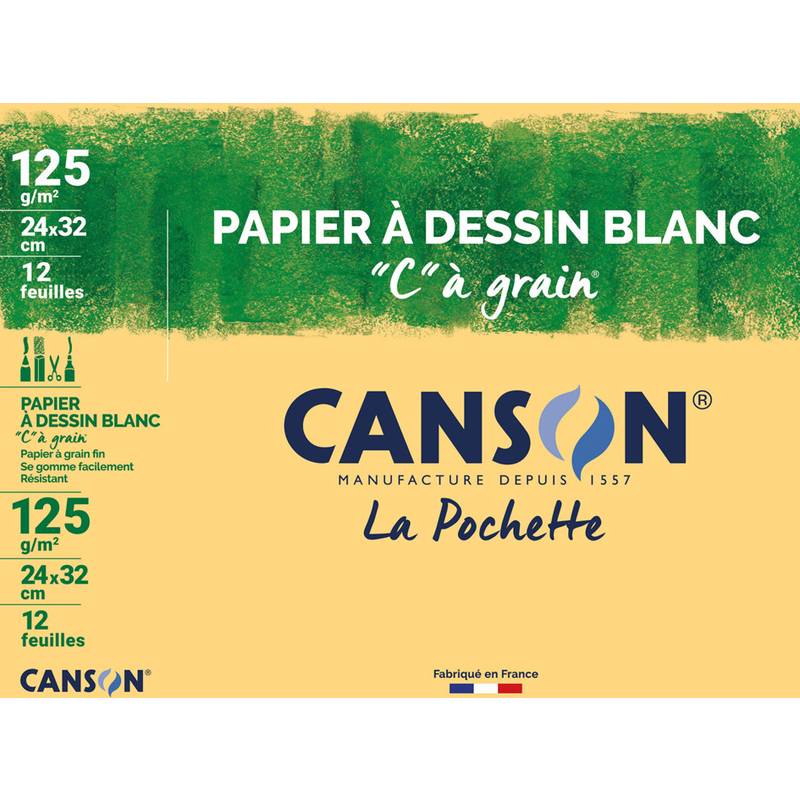 CANSON Zeichenpapier "C" à Grain, 320 x 240 mm, 125 g/qm