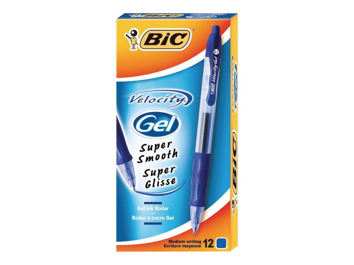 BIC VELOCITY - Tintenroller - Blau - Geltinte - 0.7 mm - Mittel - verstellbar (Packung mit 12)
