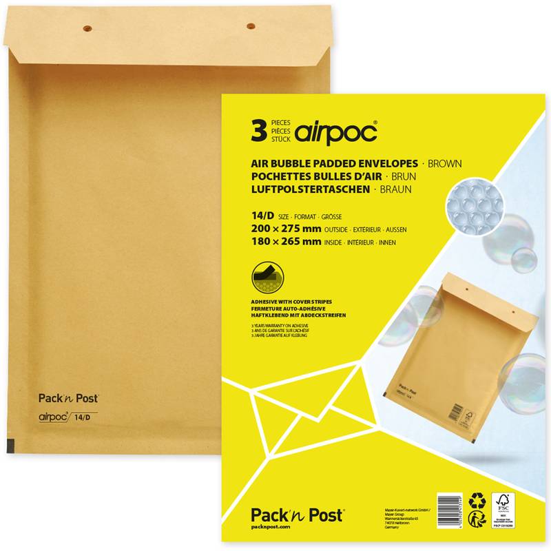 MAILmedia Luftpolster-Versandtaschen, Typ 14/D, braun, 14 g