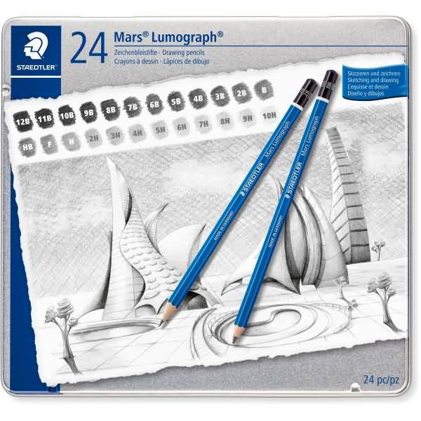 Bleistift Mars Lumograph Härte sortiert Metalletui VE=24 Stück