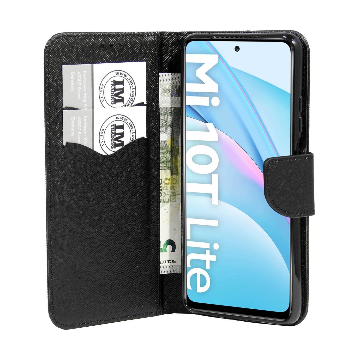 Buch Tasche "Fancy" für XIAOMI MI 10T LITE Handy Hülle Brieftasche Schutzhülle mit Standfunktion, Kartenfach Schwarz