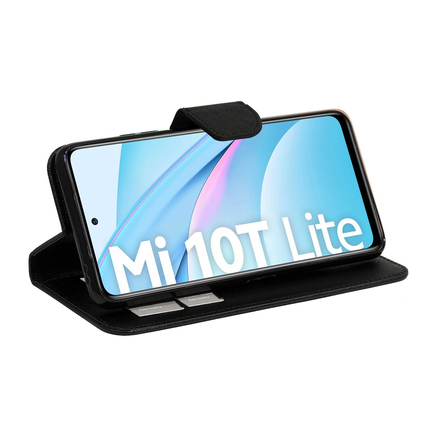 Buch Tasche "Fancy" für XIAOMI MI 10T LITE Handy Hülle Brieftasche Schutzhülle mit Standfunktion, Kartenfach Schwarz