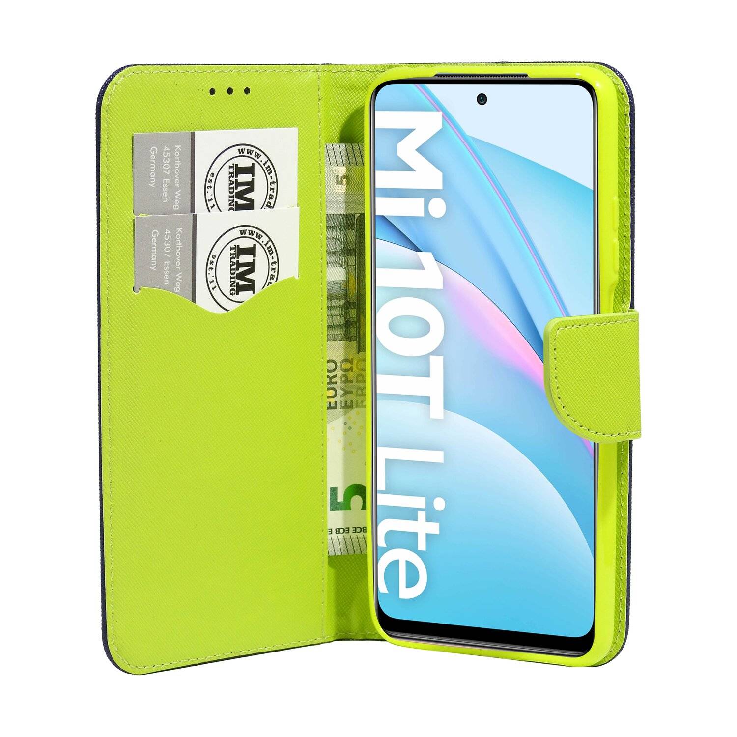 Buch Tasche "Fancy" für XIAOMI MI 10T LITE Handy Hülle Brieftasche Schutzhülle mit Standfunktion, Kartenfach Blau-Grün