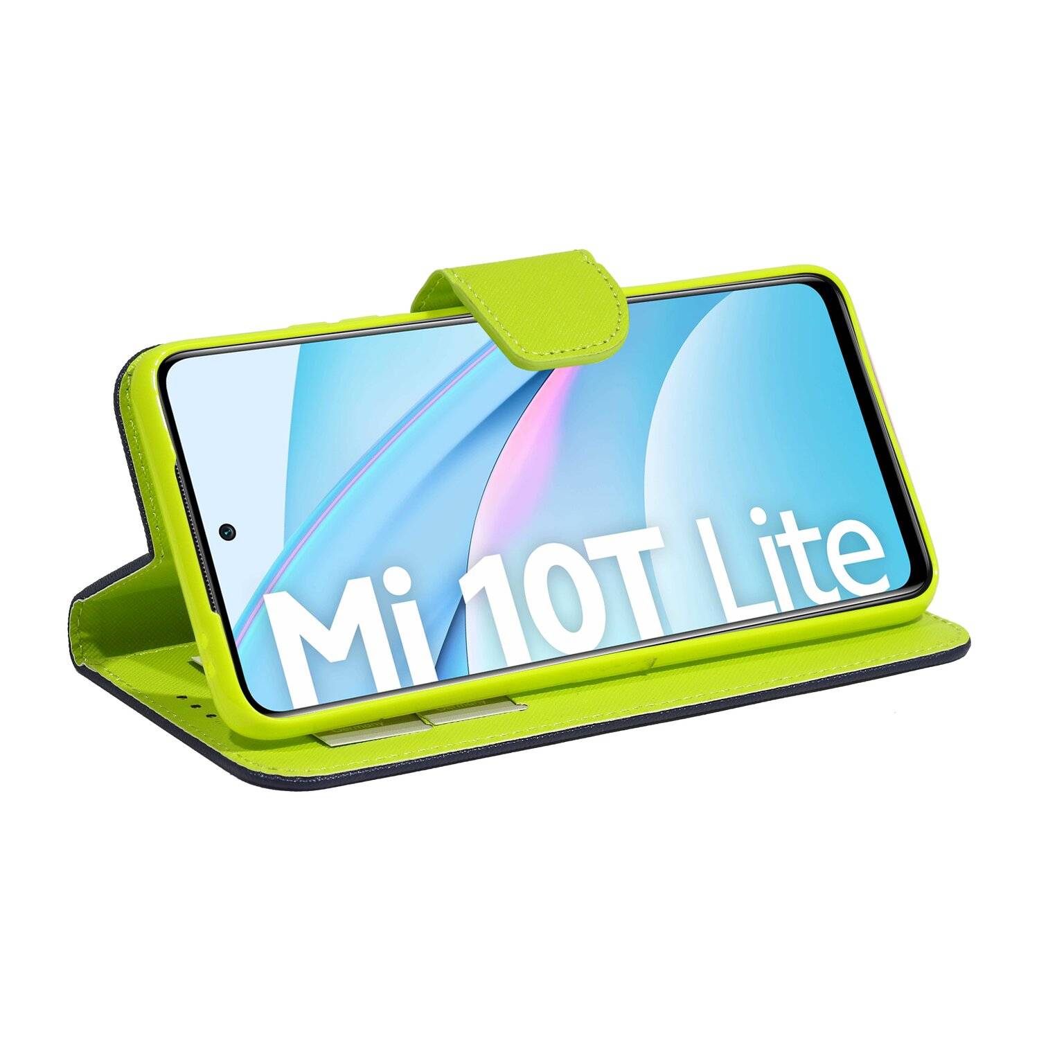 Buch Tasche "Fancy" für XIAOMI MI 10T LITE Handy Hülle Brieftasche Schutzhülle mit Standfunktion, Kartenfach Blau-Grün
