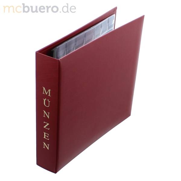 Münzalbum 25x24,5 cm Baladek weinrot