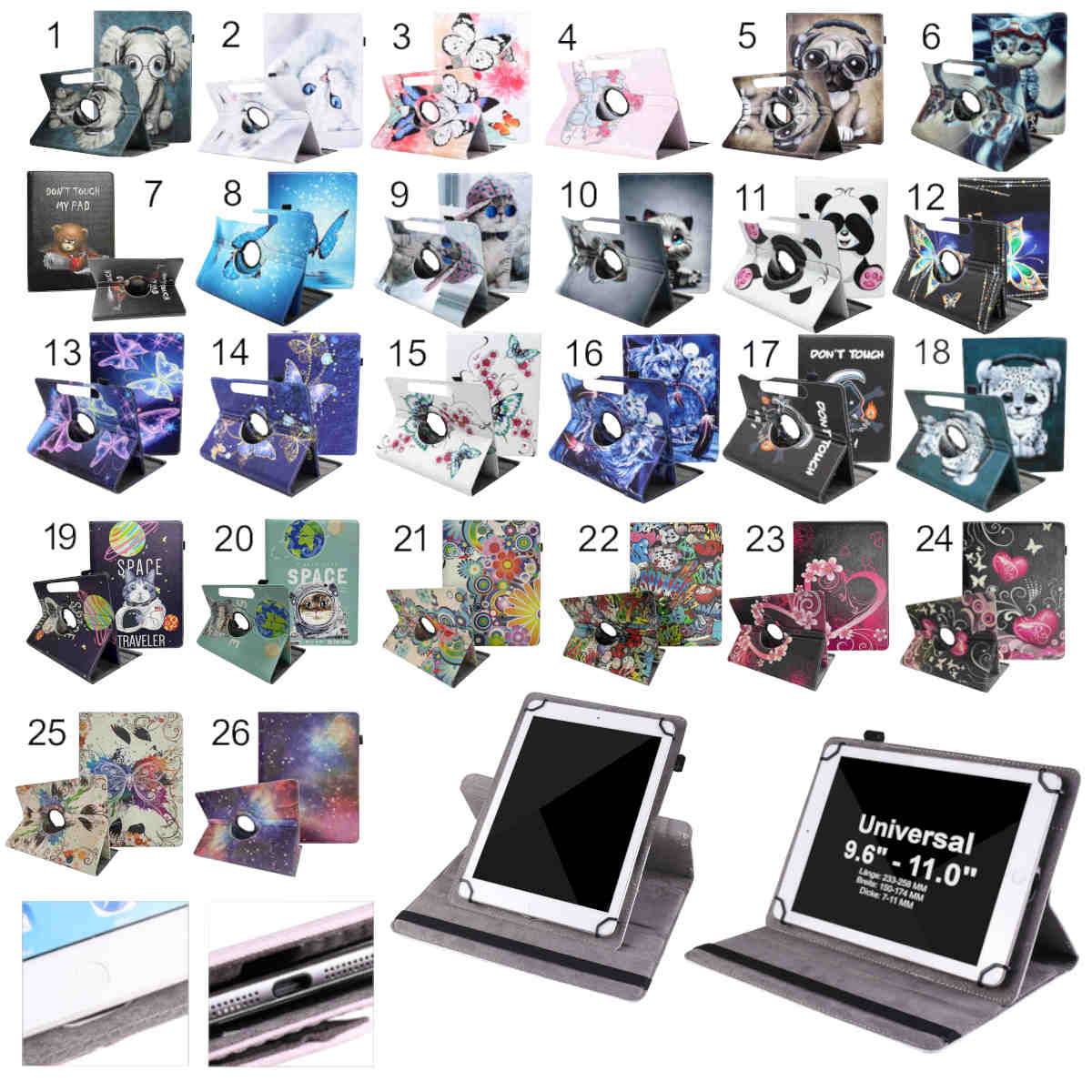 Für Samsung Tablet Motiv Muster 360 Grad Rotation Tasche Kunst-Leder Hülle Etuis Cover Schutz Case Zubehör