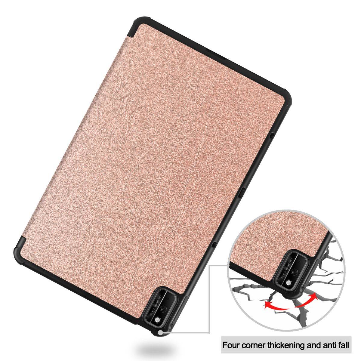 Für Huawei MatePad T10 / T10s 2020 Tablet Tasche 3 folt Wake UP Smart Cover Etuis Dunkel Rose Gold