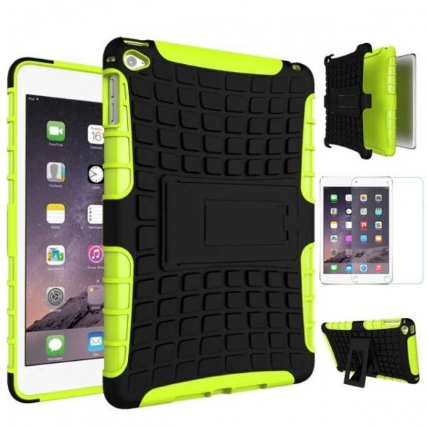 Hybrid Outdoor Schutzhülle Grün für iPad Mini 4 Tasche + 0.3 H9 Hartglas