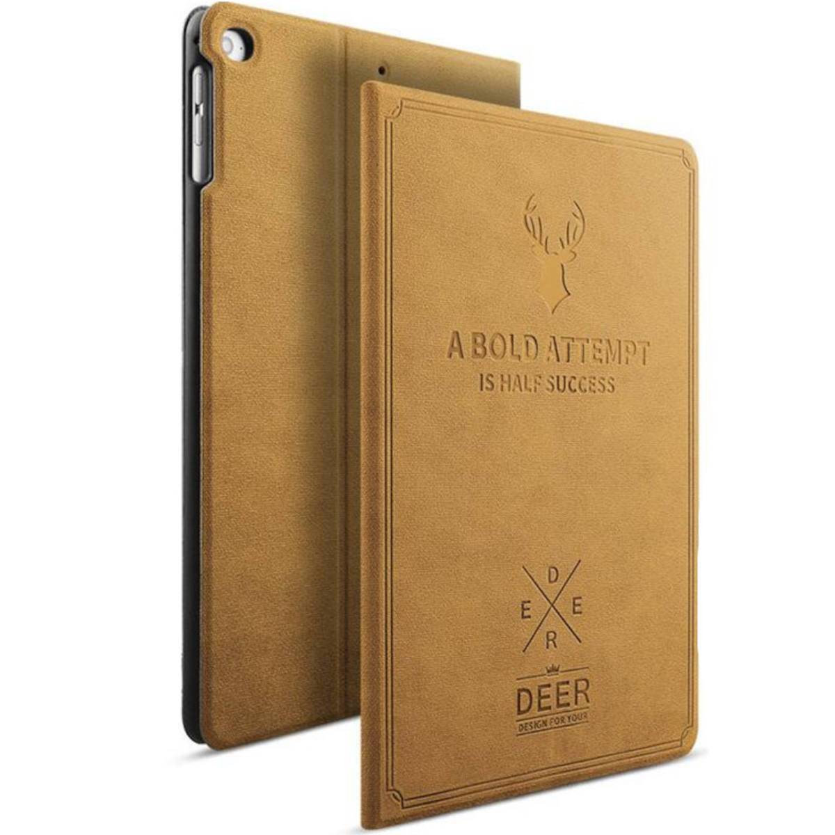 Design Tasche Backcase Smartcover Hellbraun für NEW Apple iPad 9.7 2017 Hülle Neu