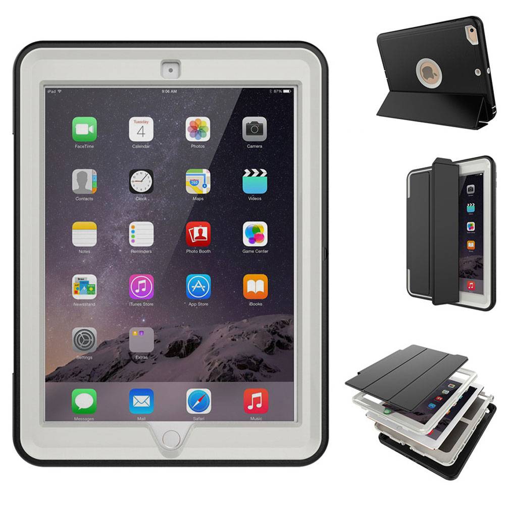 Mehrteilige Hybrid Outdoor Schutzhülle Case Grau für Samsung Galaxy Tab A 10.5 T590 / T595 Tasche Wake UP 3folt