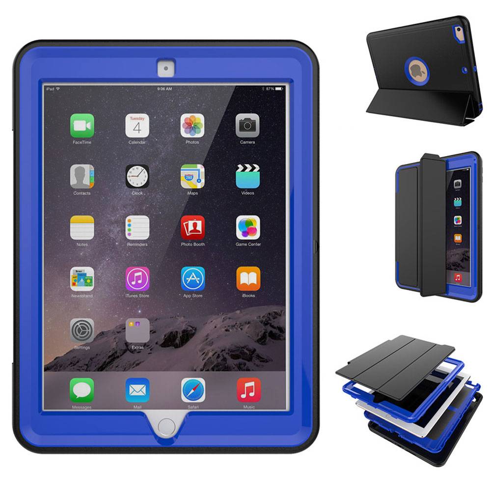 Mehrteilige Hybrid Outdoor Schutzhülle Case Blau für Samsung Galaxy Tab A 10.5 T590 / T595 Tasche Wake UP 3folt