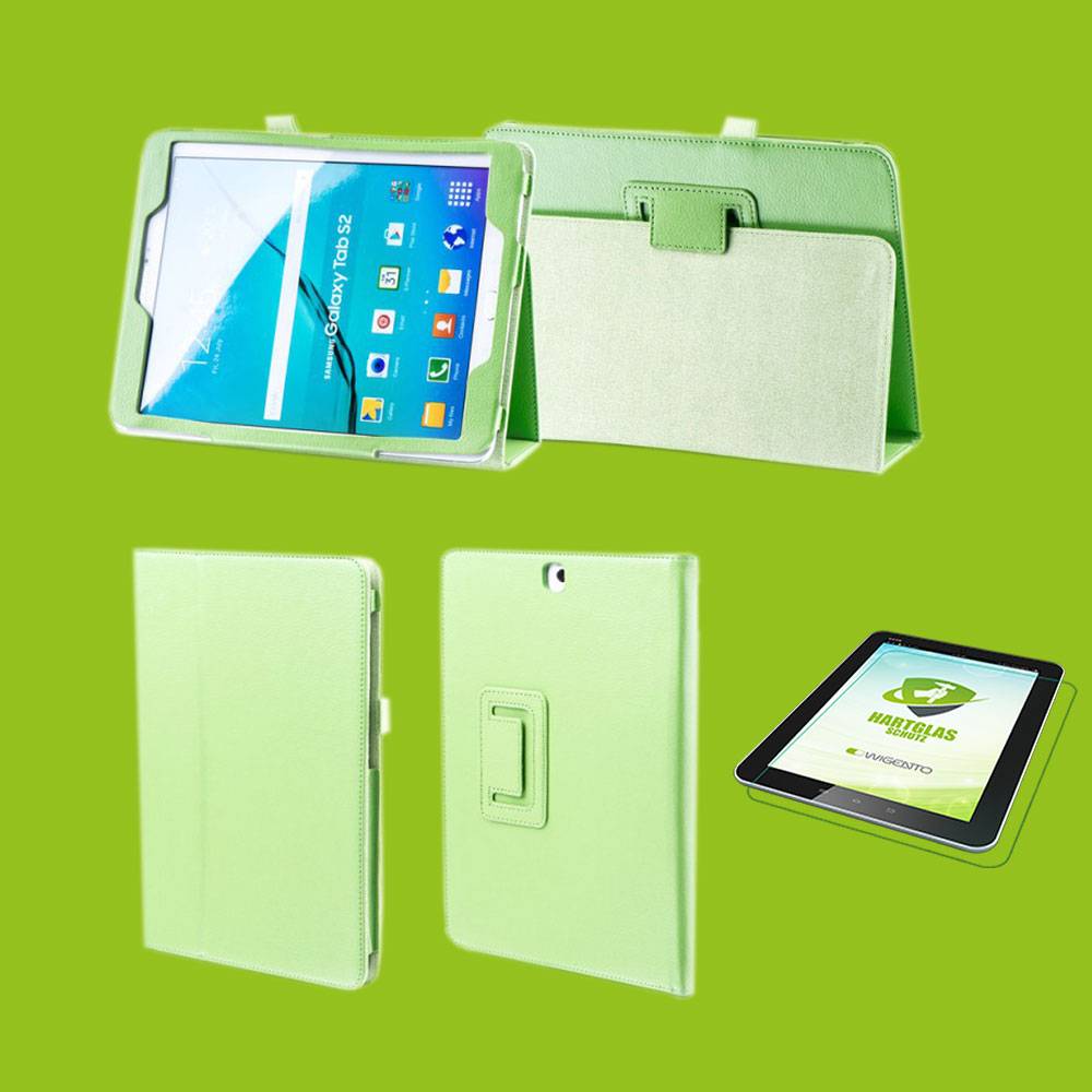 Für Apple iPad Pro 12.9 Zoll 2018 Neue Version Hülle Cover Tasche Grün Kunst Leder Case Neu + 0,4 mm Hart Glas