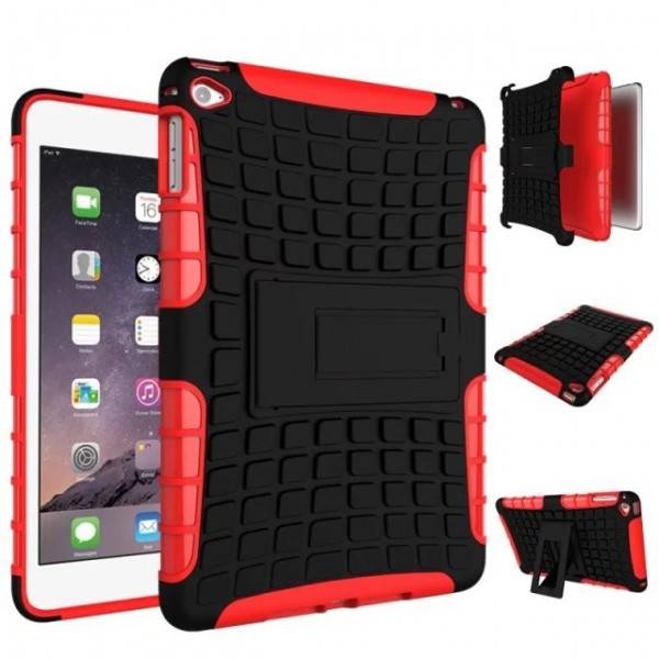 Für Apple iPad Mini 5 7.9 2019 Hybrid Outdoor Tasche Etuis Hülle Cover Rot Case