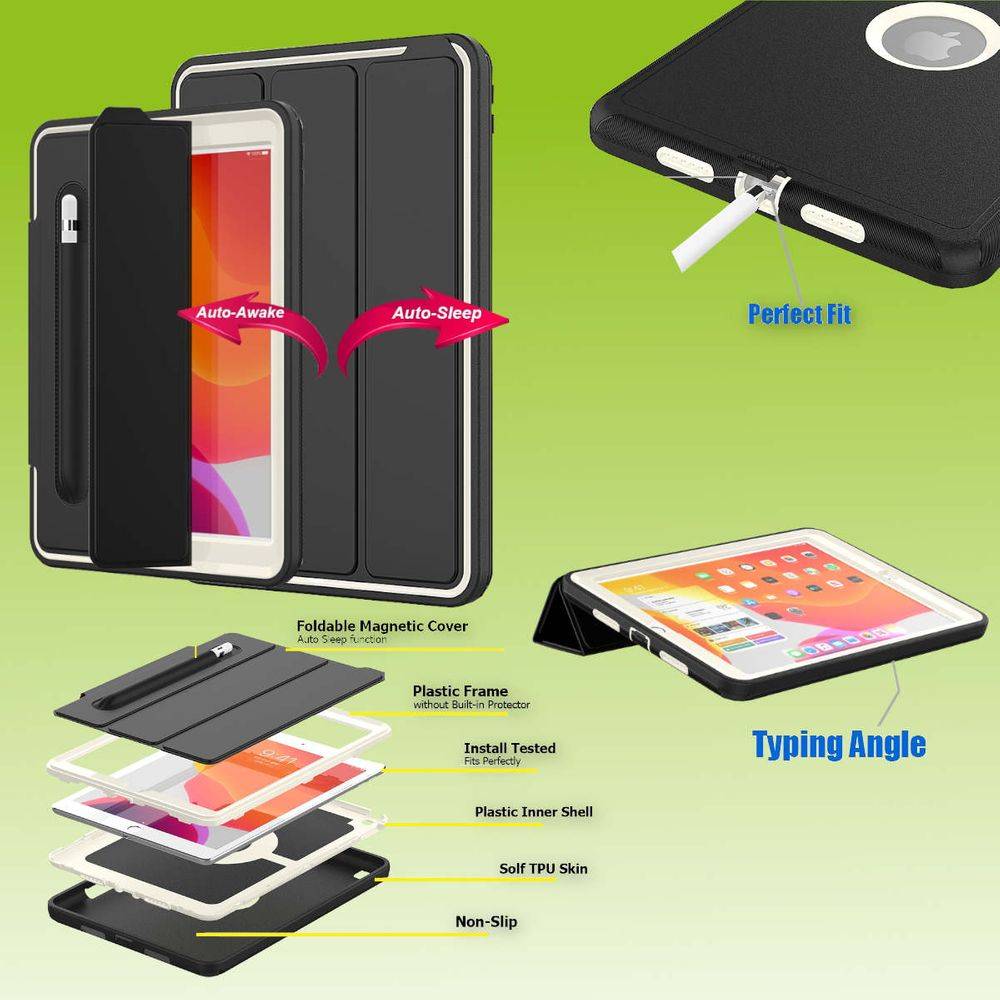 Für Apple iPad 10.2 2019 7. Gen / 2020 8. Gen Outdoor Schutzhülle Case Schwarz / Grau Tablet Tasche Cover Etuis