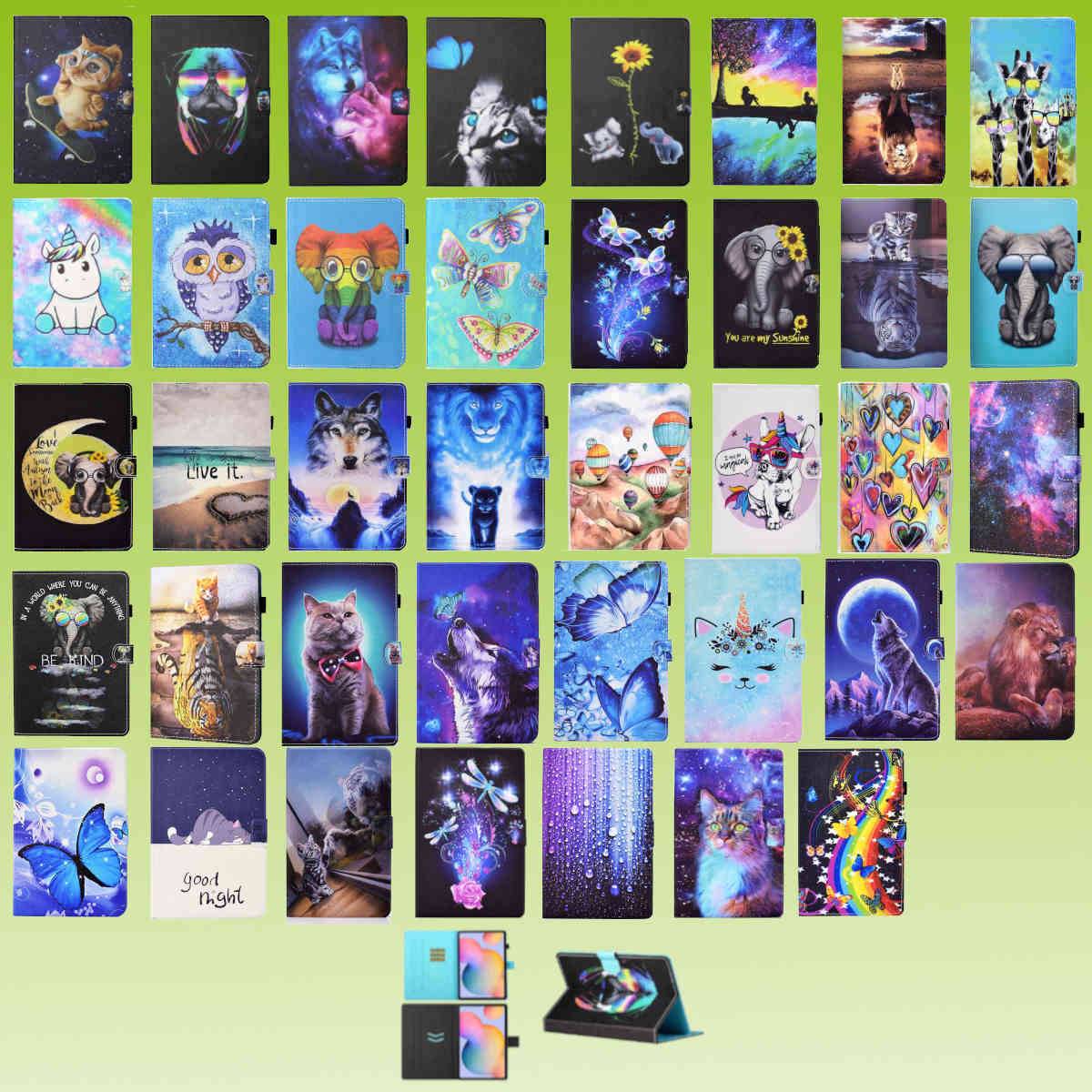 Für Tablet Motiv Muster Tasche Kunst-Leder Hülle Etuis Cover Schutz Case Zubehör