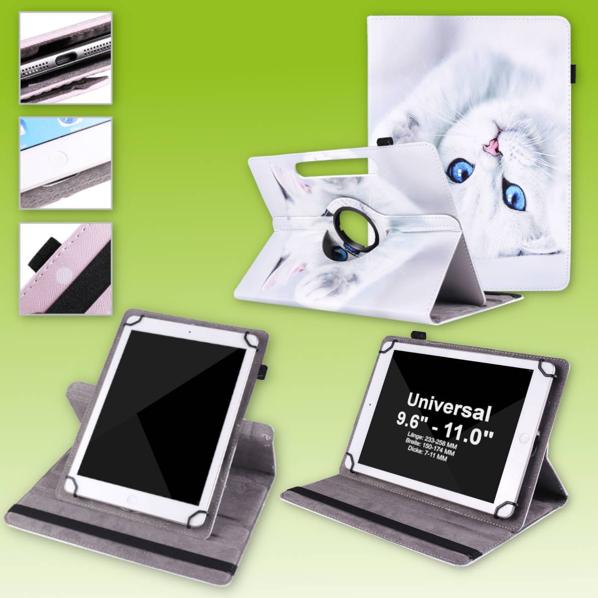 Für Lenovo Tablet Motiv Muster 360 Grad Rotation Tasche Kunst-Leder Hülle Etuis Cover Schutz Case Zubehör