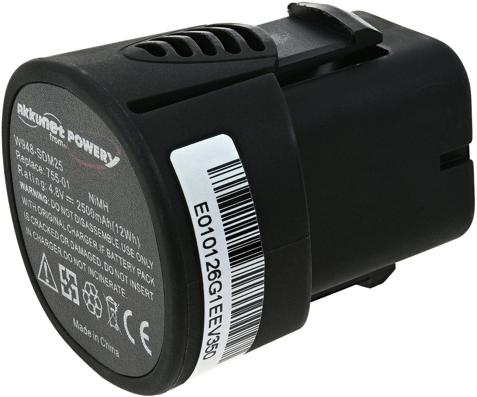 Powery Powerakku passend für Werkzeug Dremel 750-02 / Typ 755-01, 4,8V, NiMH