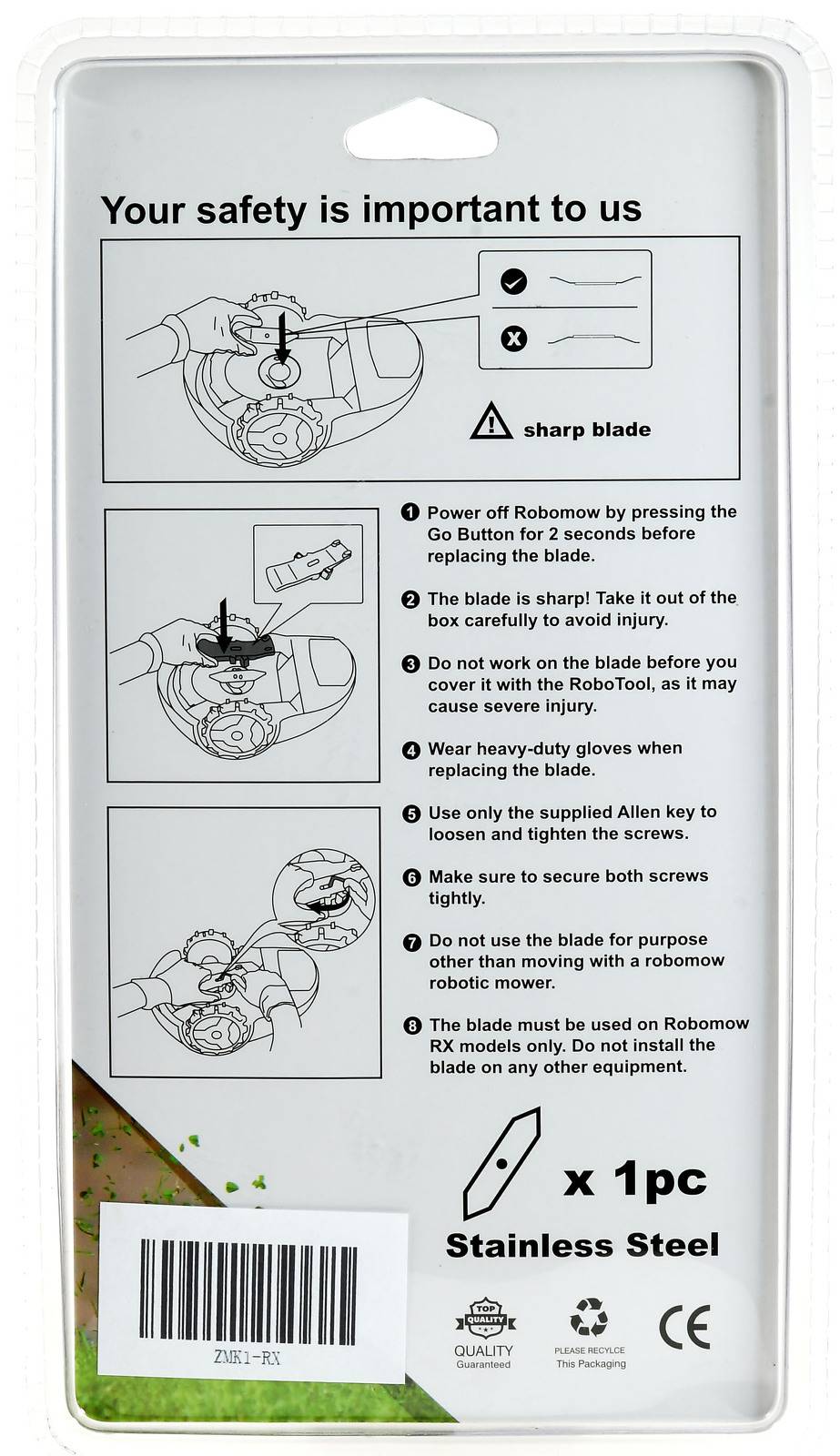 Powery Ersatz-Messer Schneid-Klinge für Mähroboter Robomow RX-Serie, Edelstahl