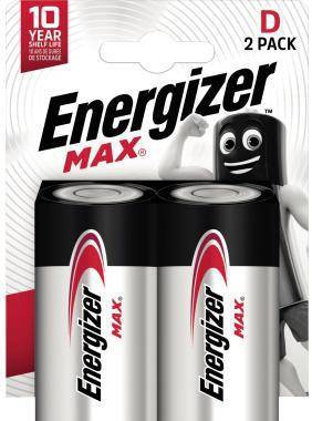 Energizer Max D-Batterien, 2er-Pack, mit dem Label „10 Jahre Haltbarkeit