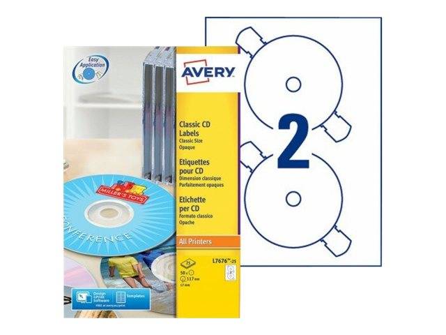 AVERY ZWECKFORM - Avery - Weiß - 117 mm rund 50 Etikett(en) (25 Bogen x 2)