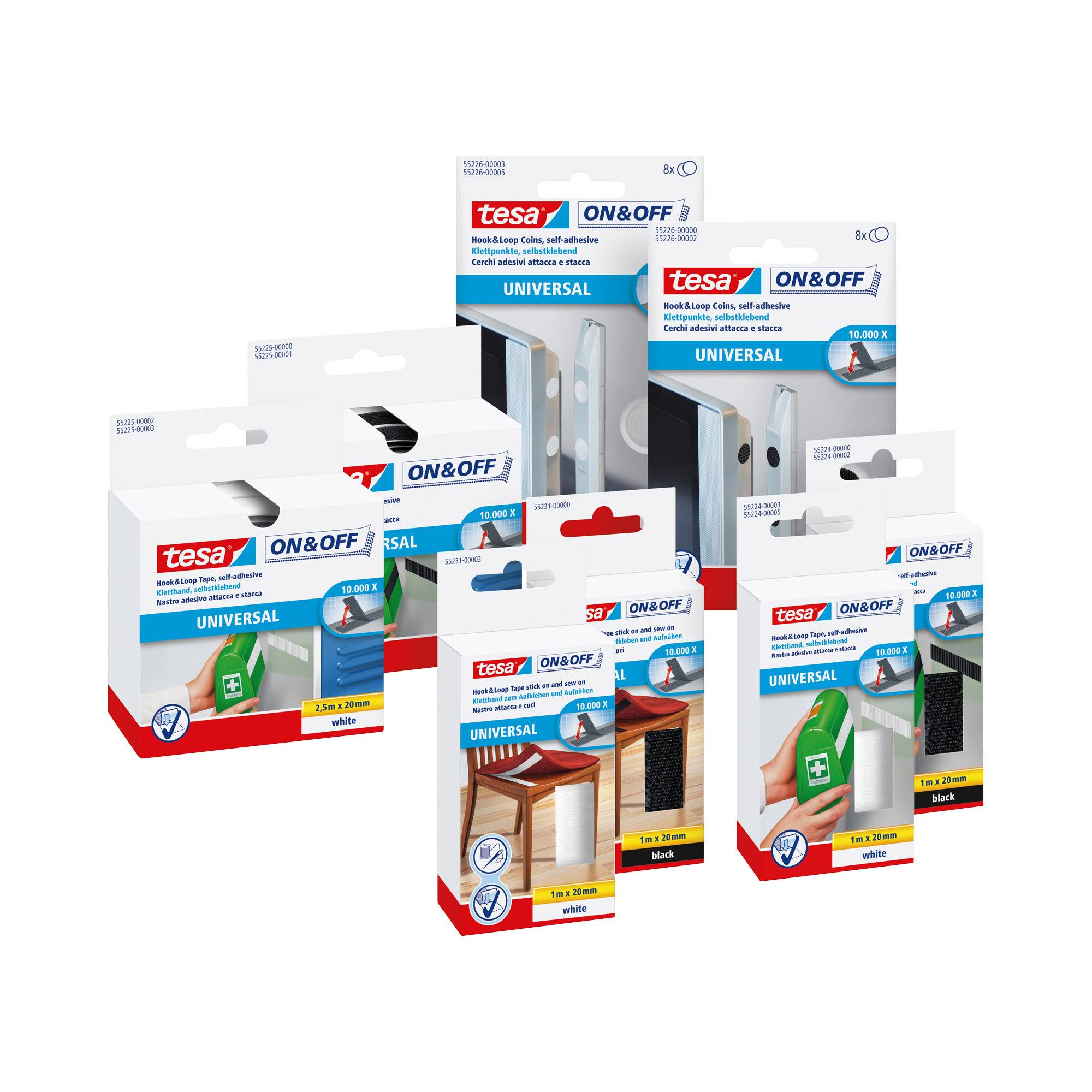 Tesa On & Off UNIVERSAL - Montagekleber - 1,6 cm Durchmesser - Schwarz (Packung mit 8)