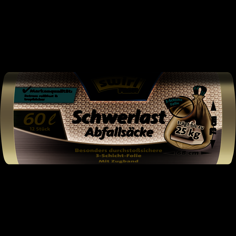 swirl Profi Schwerlast-Abfallsack, schwarz, 60 Liter