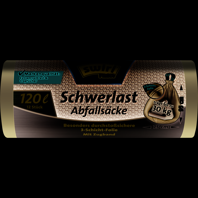 swirl Profi Schwerlast-Abfallsack, schwarz, 120 Liter