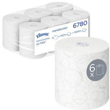 Sechserpack Kleenex Professional Ultra Papiertuchrollen, gekennzeichnet mit „6780