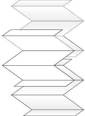 Gestapelte leere nach rechts weisende Pfeilwinkel in einer gezackten vertikalen Sequenz, die ein geschichtetes Flussdiagramm ohne Beschriftungen bildet.