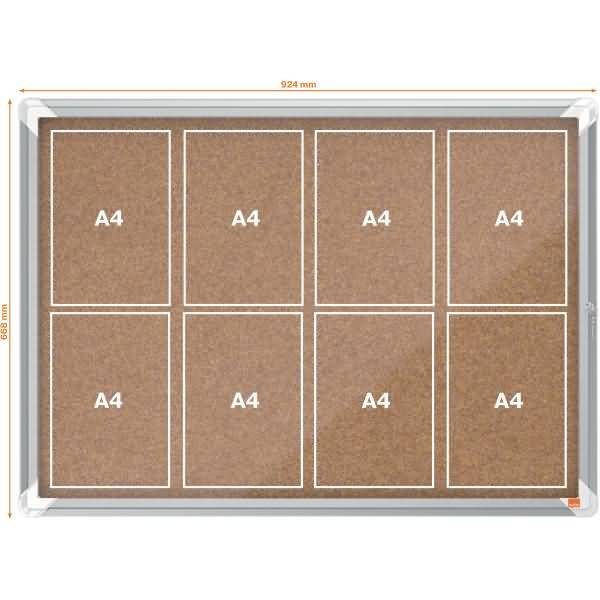 Schaukasten Premium Plus Innenbereich 8xA4 Kork Klapptür Glas kork