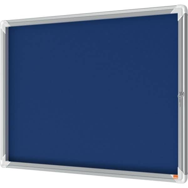 Schaukasten Premium Plus Innenbereich 8xA4 Filz Klapptür Glas blau