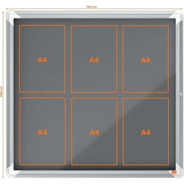 Schaukasten Premium Plus Innenbereich 6xA4 Filz Klapptür Glas grau