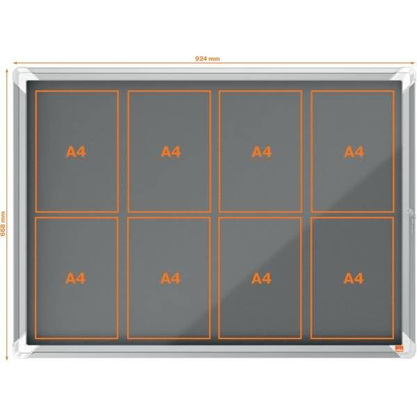 Schaukasten Premium Plus Innenbereich 8xA4 Filz Klapptür Glas grau
