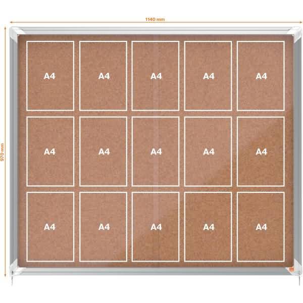 Schaukasten Premium Plus Innenbereich 15xA4 Kork Schiebetür Glas kork