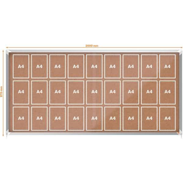 Schaukasten Premium Plus Innenbereich 27xA4 Kork Schiebetür Glas kork