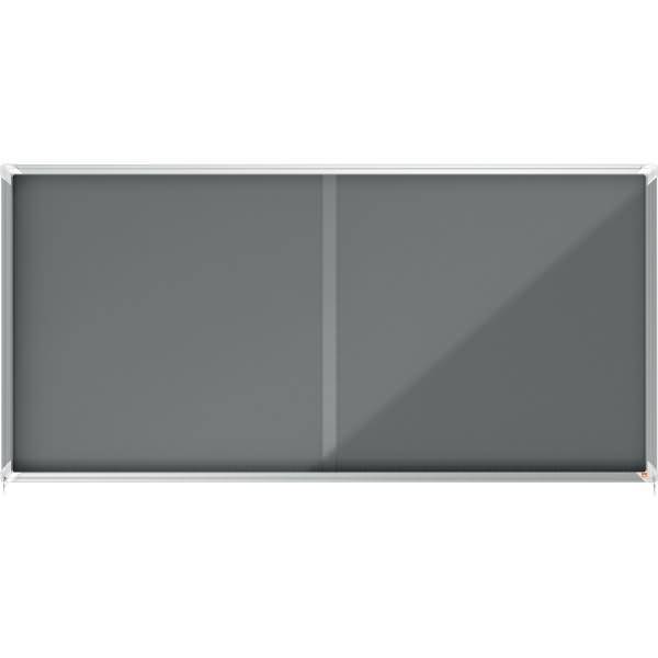 Schaukasten Premium Plus Innenbereich 27xA4 Filz Schiebetür Glas grau