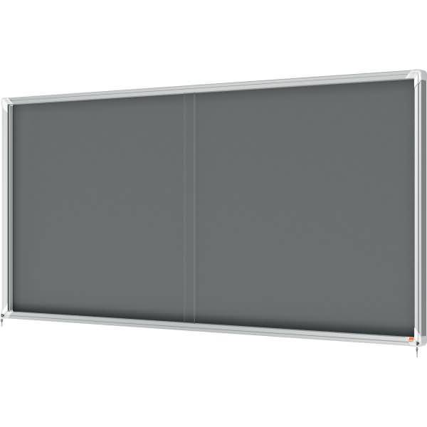 Schaukasten Premium Plus Innenbereich 27xA4 Filz Schiebetür Glas grau