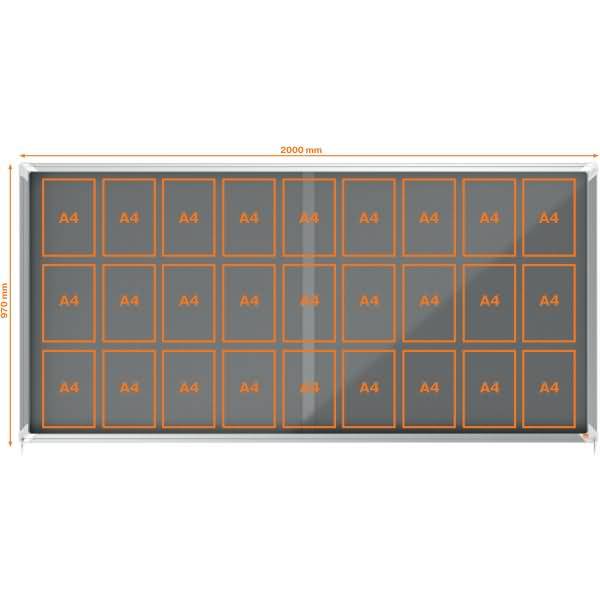 Schaukasten Premium Plus Innenbereich 27xA4 Filz Schiebetür Glas grau