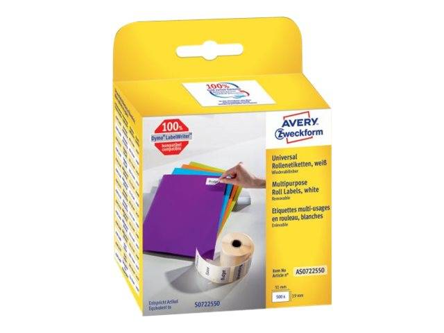 AVERY ZWECKFORM - Avery - Papier - entfernbarer Klebstoff - weiß - 19 x 51 mm 500 Etikett(en) (1 Rolle(n)