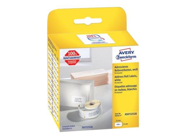 Avery Zweckform - Papier - permanenter Klebstoff - weiß - 25 x 54 mm 500 Etikett(en) (1 Rolle(n)