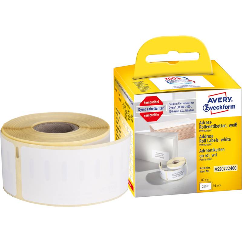 AVERY Zweckform Rollenetiketten, 89 x 36 mm, weiß