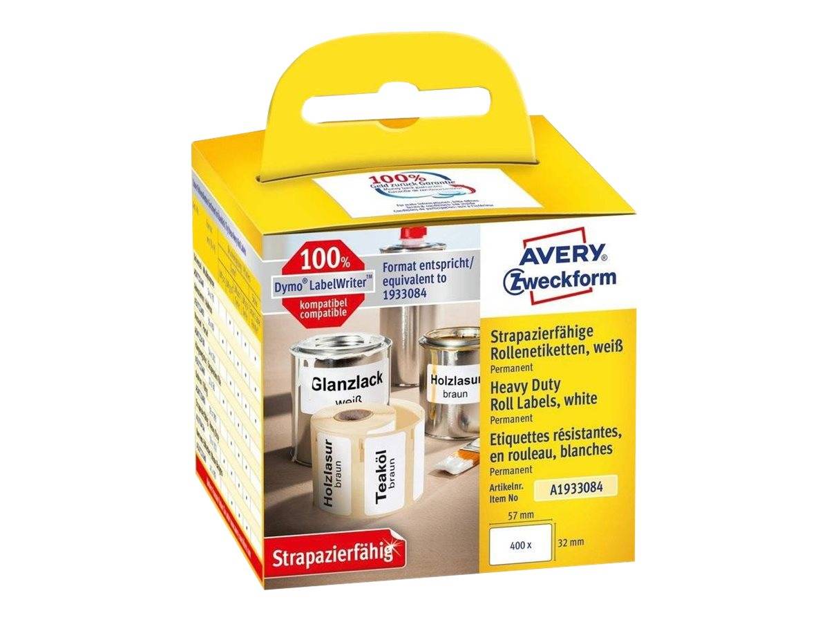 Avery Zweckform - Folie - permanenter Klebstoff - weiß - 57 x 32 mm 400 Etikett(en) (1 Rolle(n)