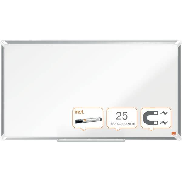 Whiteboard Premium Plus Emaille Widescreen 40 Zoll magnetisch Alu-Rahmen weiß