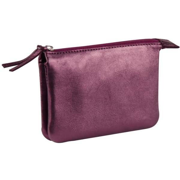 Tasche klein Leder mit 2 Fächern 13x9cm cherry