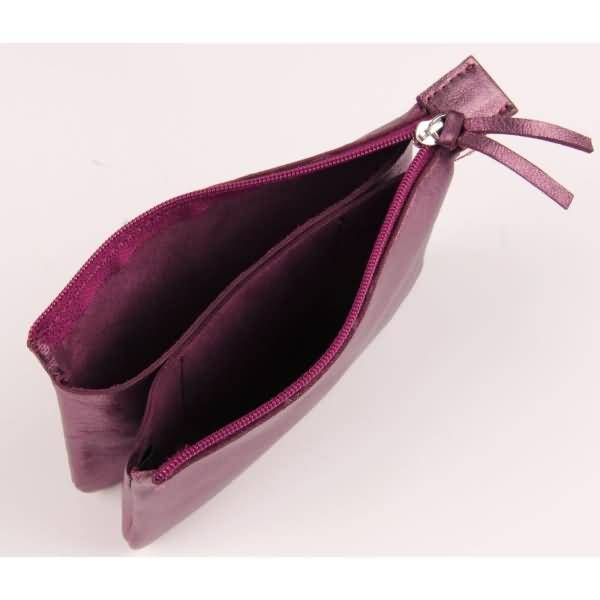 Tasche klein Leder mit 2 Fächern 13x9cm cherry