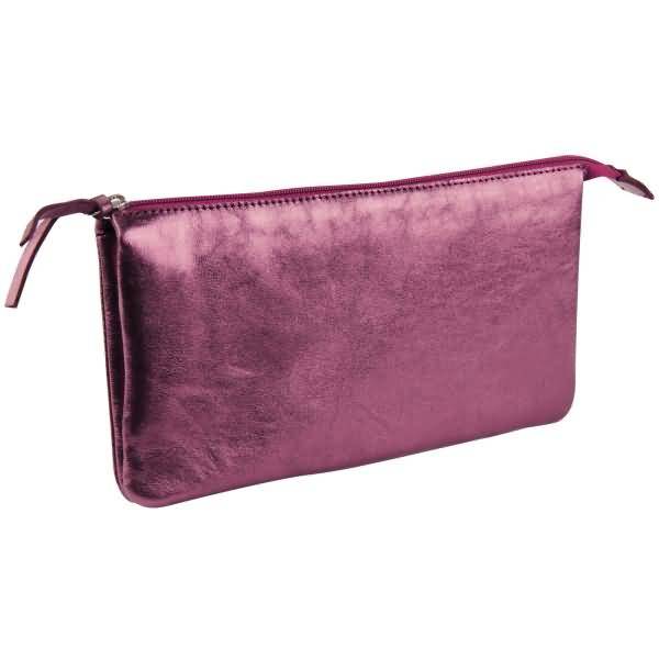 Tasche groß/flach Leder mit 2 Fächern 22x11cm cherry