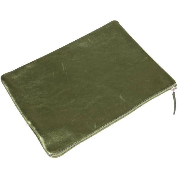 Tasche Universell flach Leder 23x32cm green